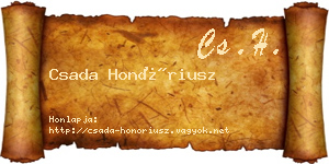 Csada Honóriusz névjegykártya